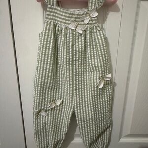 Good Lad Green and White Seersucker Romper 18m